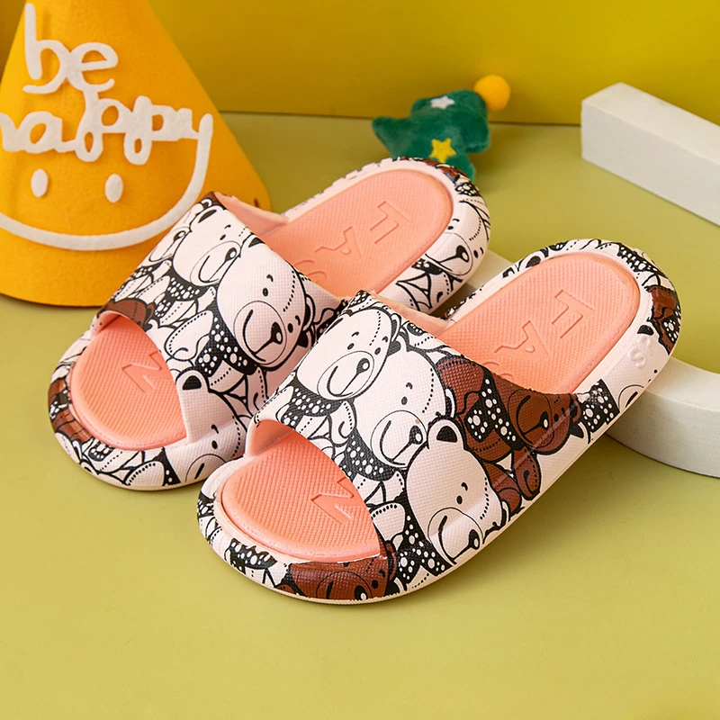 Scarpe da bambino stampate cartone animato Big Bear pantofole per bambina casa antiscivolo sandalo genitore-figlio pantofola per bambini Zapatos