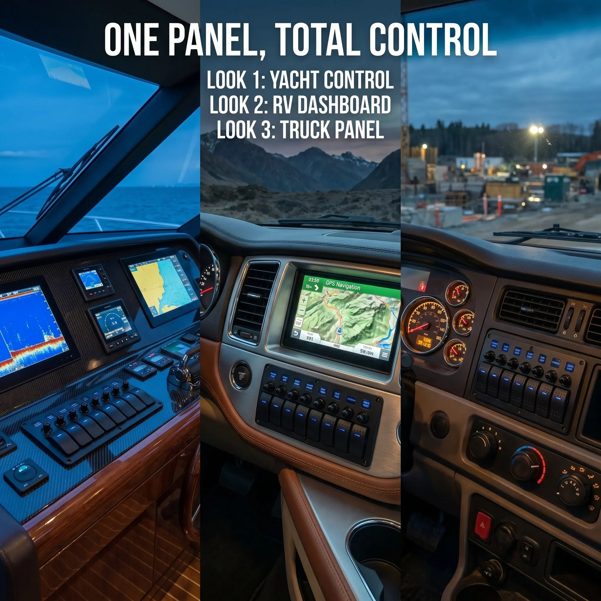 1Set Ship Combination Switch Panel High Grade 8-Position Control for Vehicles Boats Yachts Headlight Fog Light Power Supply