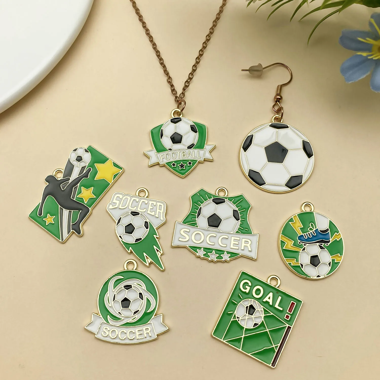 8/10pcs Mixed Soccer Alloy Charms Football Sports Theme Pendants For DIY Keychain  Necklace Earrings Jewelry Making Supplies