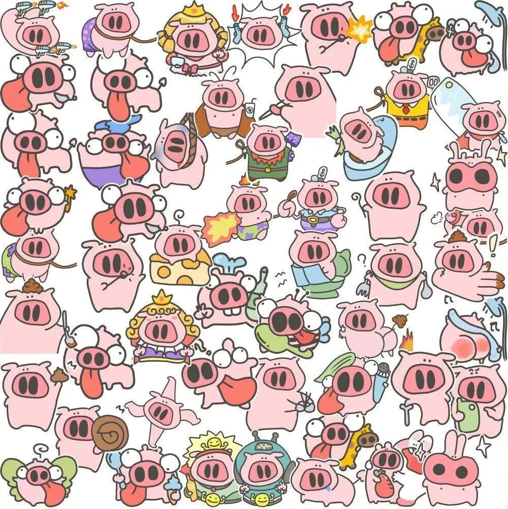 100 pieces abstract pig stickers - cute and quirky creative decorative stickers