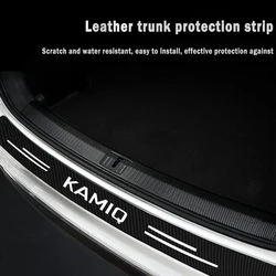 Carbon Fiber Car Rear Trunk Bumper Protector Stickers for Skoda Kamiq Logo Trunk Door Sill Strip Guard Plate Anti-Scratch Decal