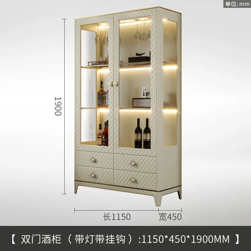 

A Light luxury glass wine cabinet against the wall Customized locker Living room Post-modern high-end Italian bookshelf