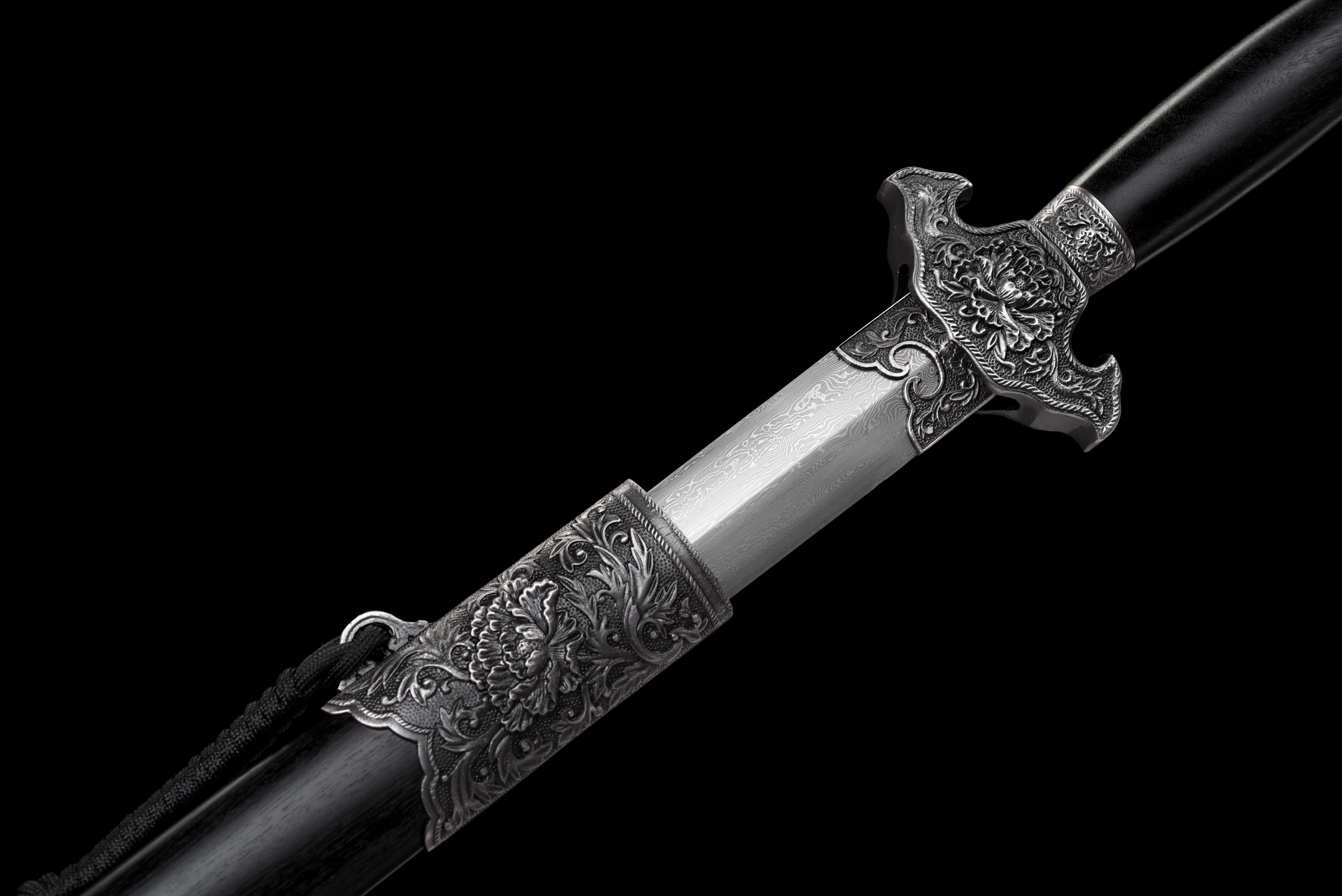 Peony flower vintage katana samurai sword, medieval martial arts enthusiast collection gift Full Tang, Malaysian steel sharp