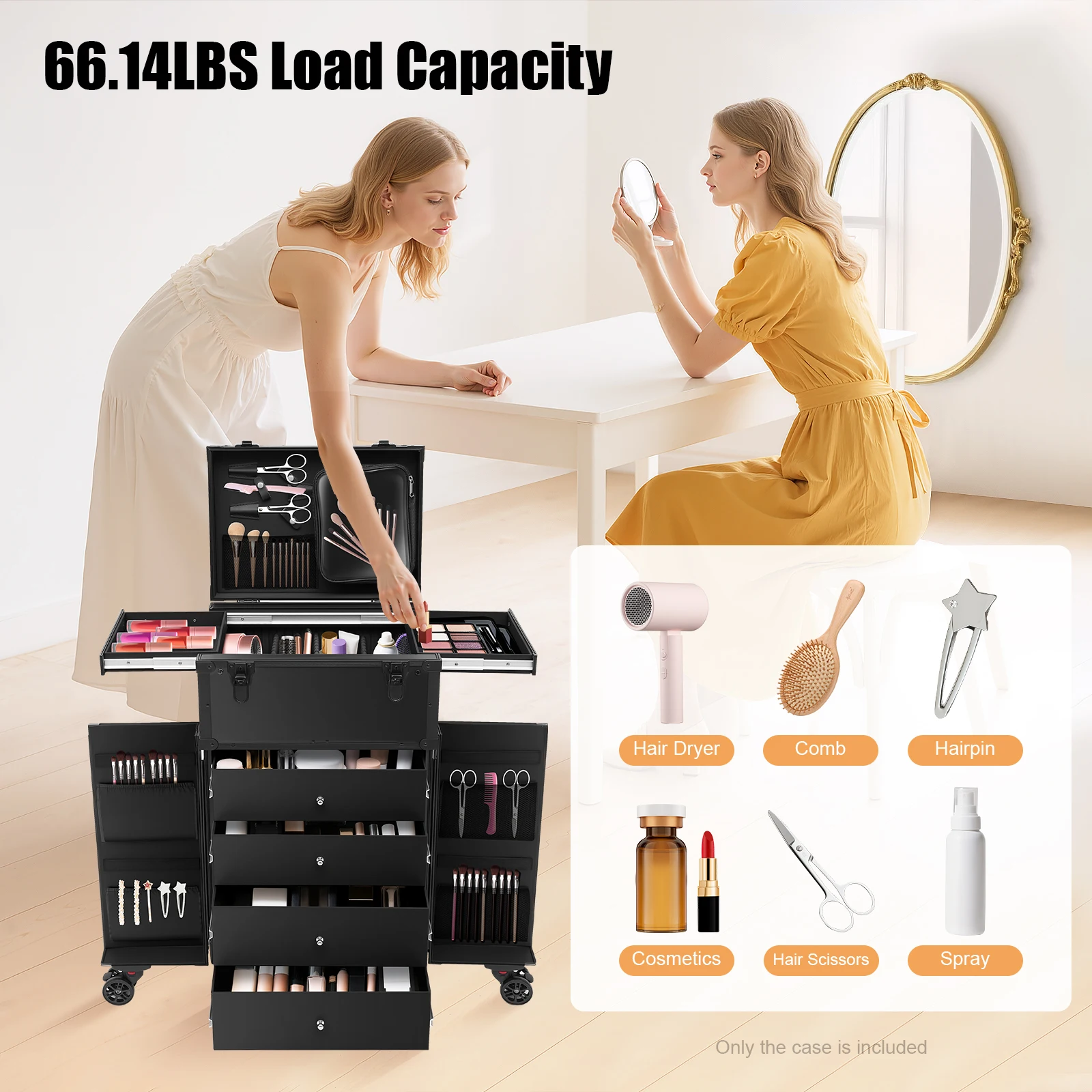 حقيبة مكياج احترافية مقاس 31.15 بوصة مكونة من 4 أدراج لفن الماكياج الاحترافي وحقيبة قطار مستحضرات التجميل ومنظم المكياج وحقيبة سفر