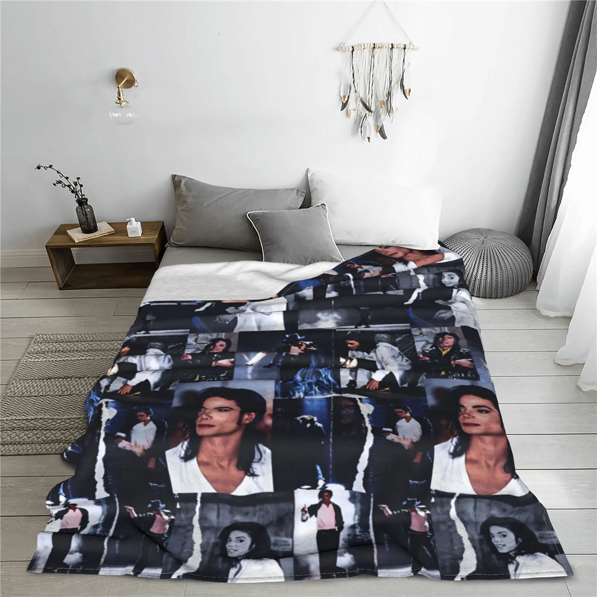 Michaels King Of Pop Jacksons Fleece Throw Blankets Dance Singer Hip Hop Blankets for Bedspreads Ultra-Soft Rug Piece Breathable