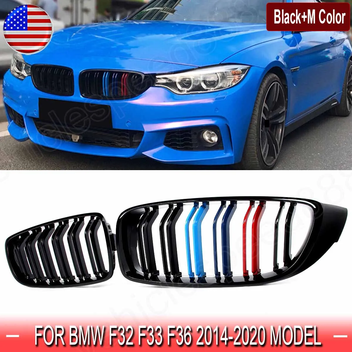 

Передняя решетка радиатора черная глянцевая для BMW F32 F33 420i 430i 440i F36 F82 F83 M4 2014-2020 годов, декоративная накладка в стиле M-Color