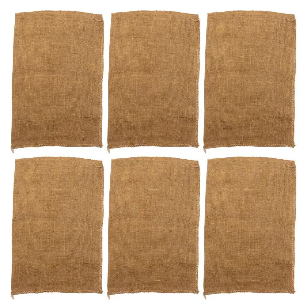 

6 Burlap Sacks Storage Bags Reusable Heavy Sack Race Bags Duty Large Capacity Gardening Veggie Sandbags Foldable