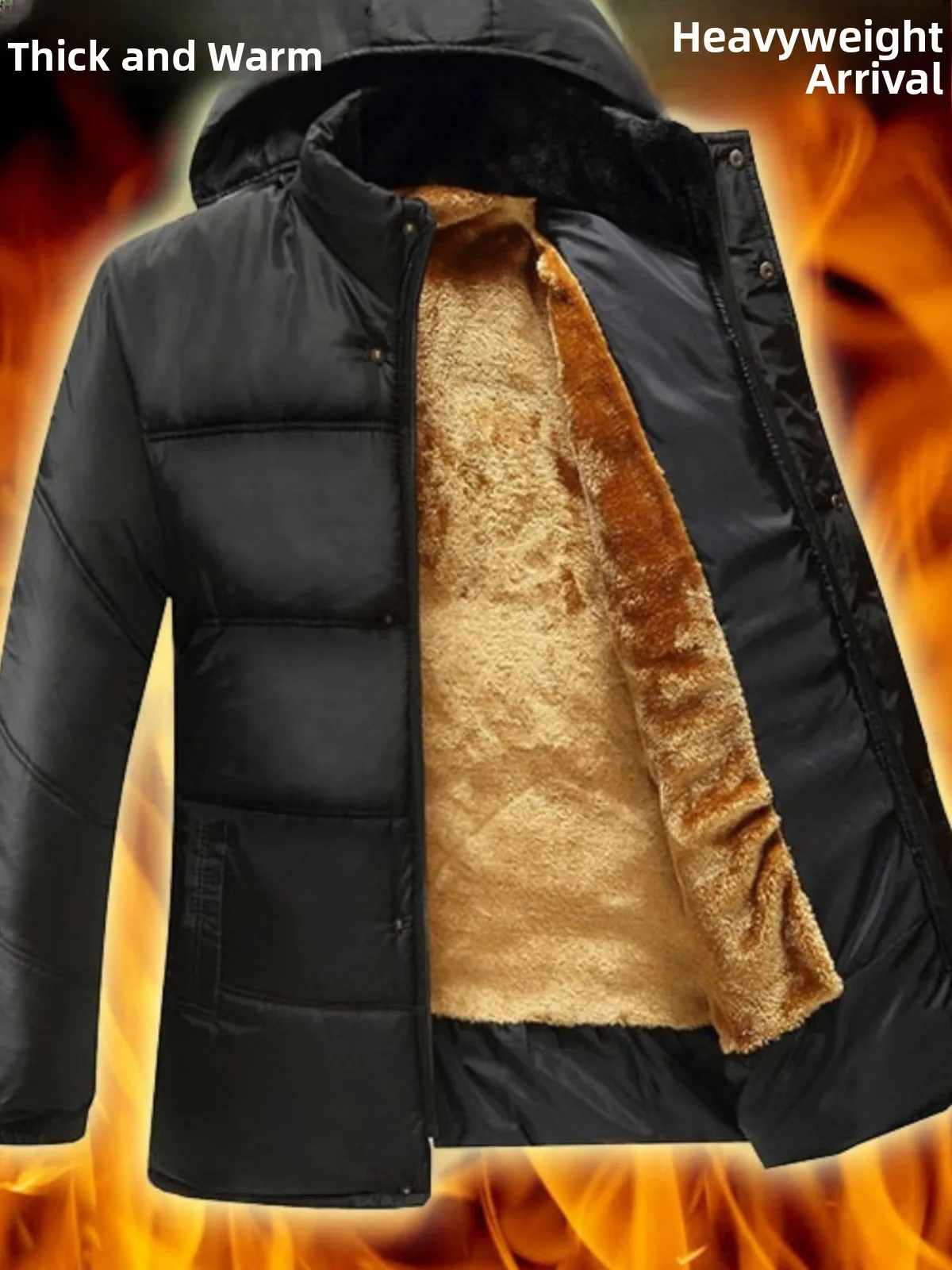 

Men's Outdoor Winter Jaet Thermal Cotton Vest Set for Middle-Aged And ly Fathers Thiened Warm Hooded Zipper Closure