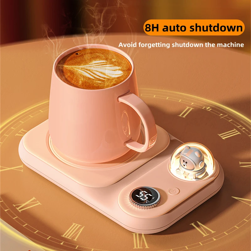 Home Office Desktop Electric Milk Tea Heat Coaster Coffee Mug Heating Mat with Warm Lamp 5 Gear Constant Temperature Cup Warmer