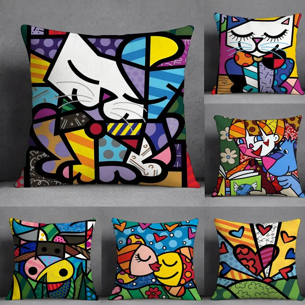 Capa de Almofada SINGER Romero B-Britto, Impressão Dupla Face, Almofada para Sofá, Almofada para Cabeceira de Quarto