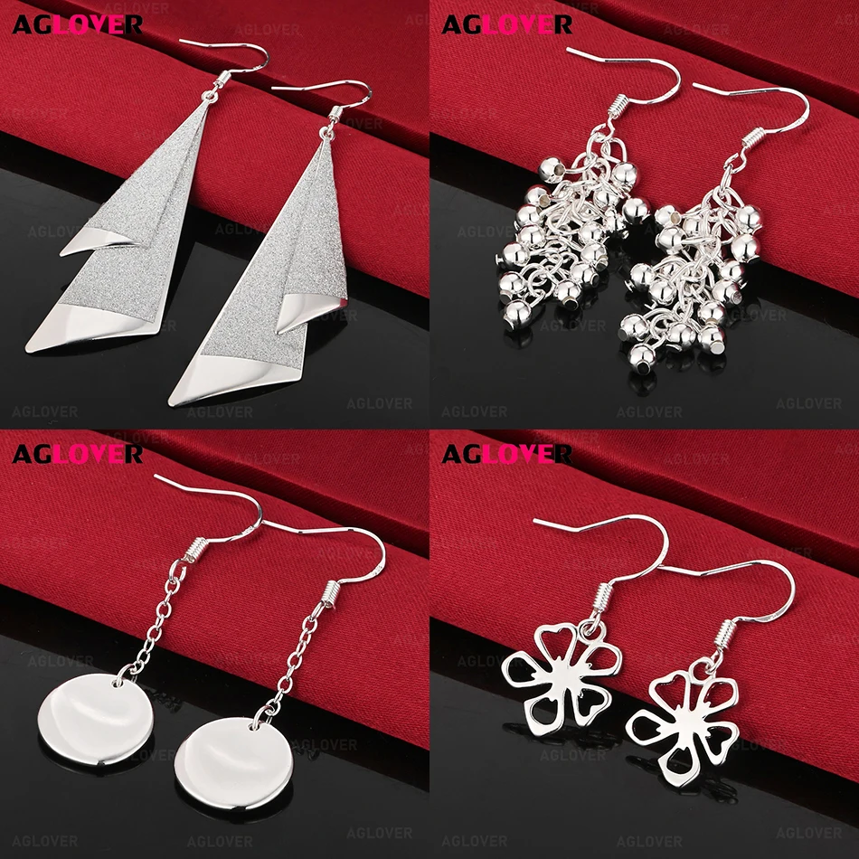 

AGLOVER 925 Sterling Silver Long Smooth Grape Earrings Women's Versatile Unique Engagement Wedding Jewelry