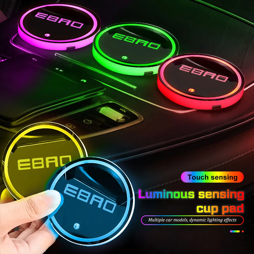 7Color LED Luminous Car Water Cup Pad For EBRO S700 EBRO S800 S400 Chery Omoda Tiggo 3 5 7 Pro 8 Plus Auto Coaster Anti-slip Mat