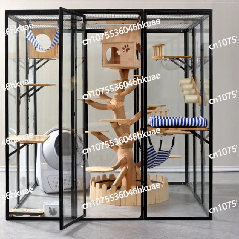 Light Luxury Cat Cage Imported Rubber Wood Cat Park Interior  only rug