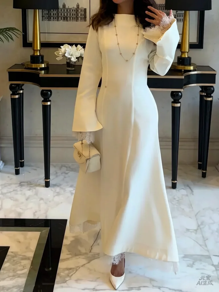 

Индивидуальное вечернее платье А-силуэта миди с длинными рукавами и кружевом, светло-розовое, для женщин, элегантное, для выпускного или вечеринки