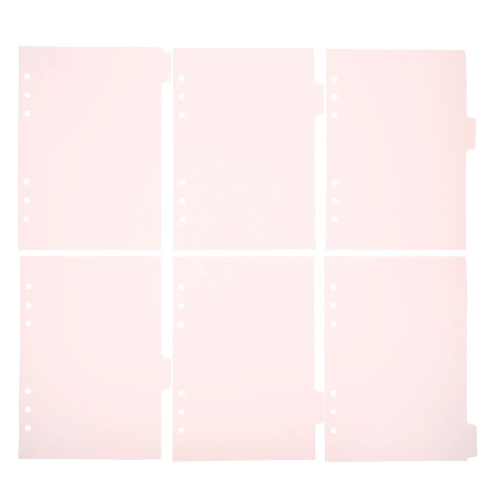 6 Pcs Pink Separators Journal Dividers Binder Removable Tabs Notebook A5 PP Creative Colored Classification