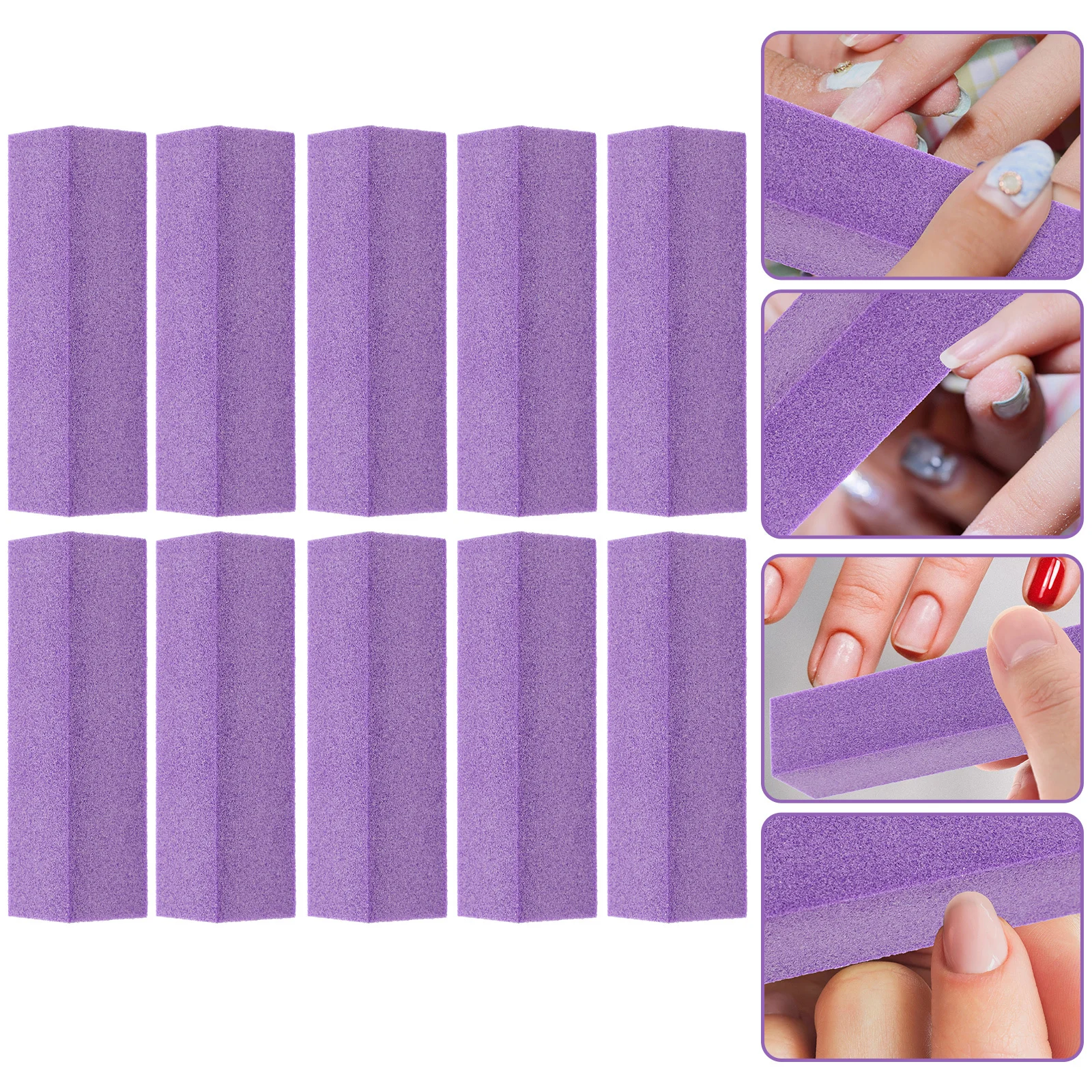 10Pcs Premium Nail Files Manicure Pedicure Tools 4 Sided Buffer Block Set Portable Smooth Polishing Travel Grooming Kit