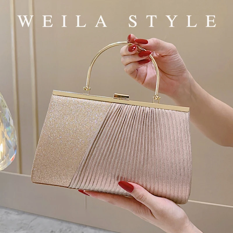 

Винтажный блестящий вечерний клатч, сумка через плечо из розового золота, кошелек для свадебной банкета и вечеринки для девочек