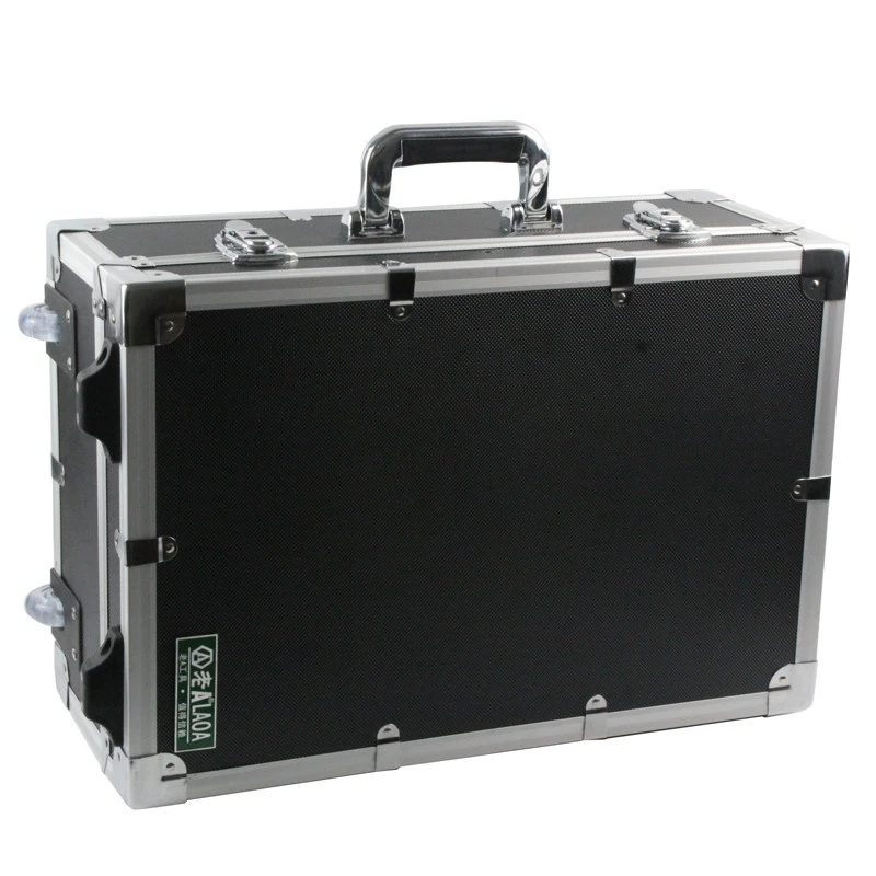 Aluminum Build-in Draw Bar Shock Resistance Tool Box with Code Lock Supply Water-proof Precision Instrument Storage Box