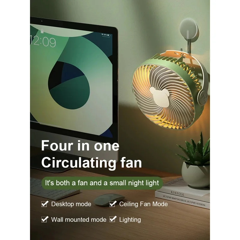 2024 neue Art hängen Wand montiert Desktop leise tragbare Lüfter USB erreichen Outdoor-Camping Fan kreative tägliche Geschenk