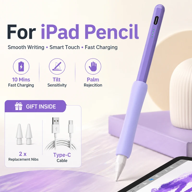 Touch Pens For Apple Pencil For iPad A16 2025 Pro 12.9 Air 13 11 M3 M4 Stylus Pen 10th Generation 10.9 Air 4 5 Mini 6 7 8th 10.2