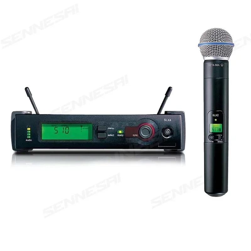 Top Qualität! SLX4 Professionelles drahtloses Mikrofonsystem 1 Kanal UHF 635-660 MHz, SLX24 Beta58a Handheld-Bühnenmikrofon