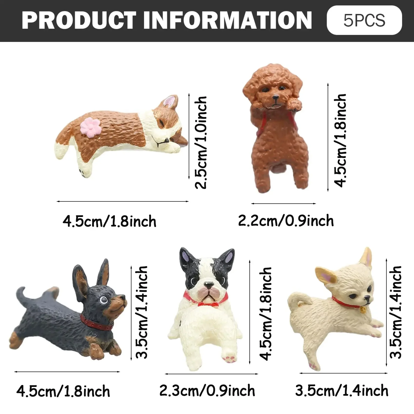 5pcs Dog Figurines, Realistic Plastic Puppy Figurines, Hand Painted Tiny Dogs, Resin Animal Sculptures, Car Accessories, Computer Monitor Decor, Cute Desktop Decoration, Decoration Figure, Cute Ornament, Animal Toys