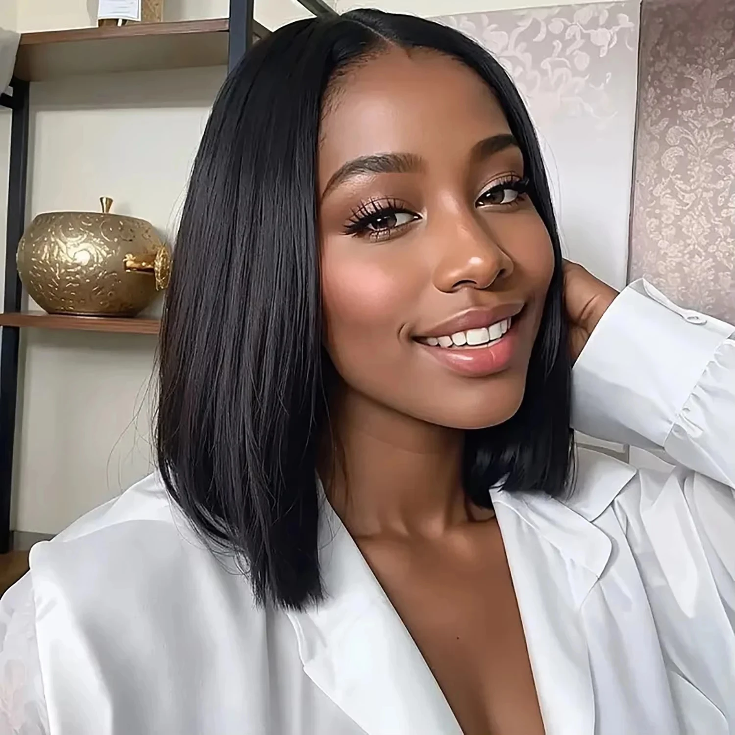 

13x4 Bone Straight Bob Wig Парики из натуральных волос на кружеве для женщин Короткий парик Боб Парик на фронтальной части шнурка 100% человеческие волосы Плотность 180%