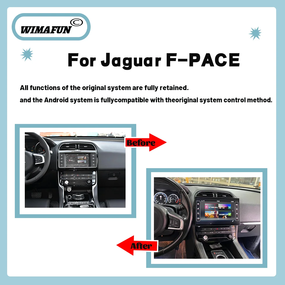 13.3inch For Jaguar F-PACE X761 2016-2019 4G WIFI GPS Radio Player Wireless Carplay And Auto Android 11 Navigation Multimedia