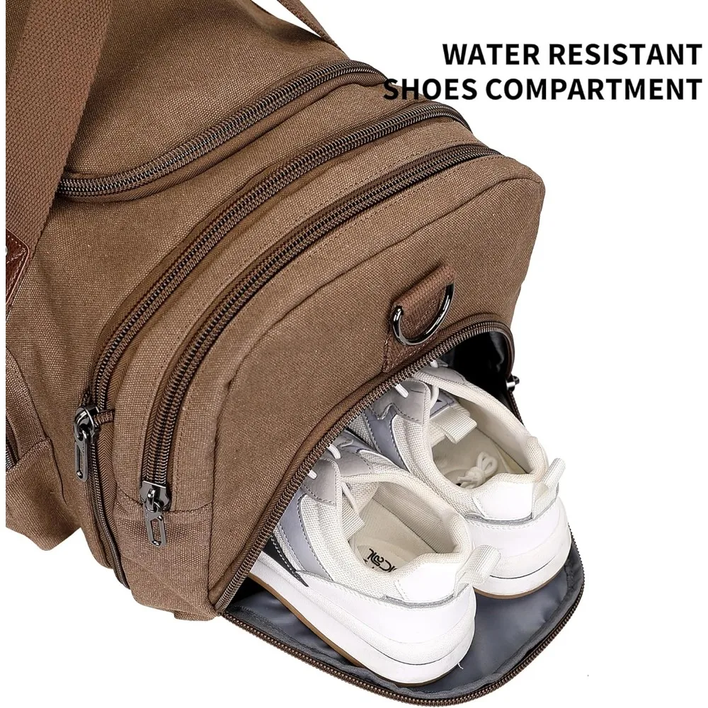 حقيبة سفر قماشية قابلة للتوسيع لعطلة نهاية الأسبوع للرجال - حقيبة حمل واق من المطر مثالية للرحلات الليلية والسفر