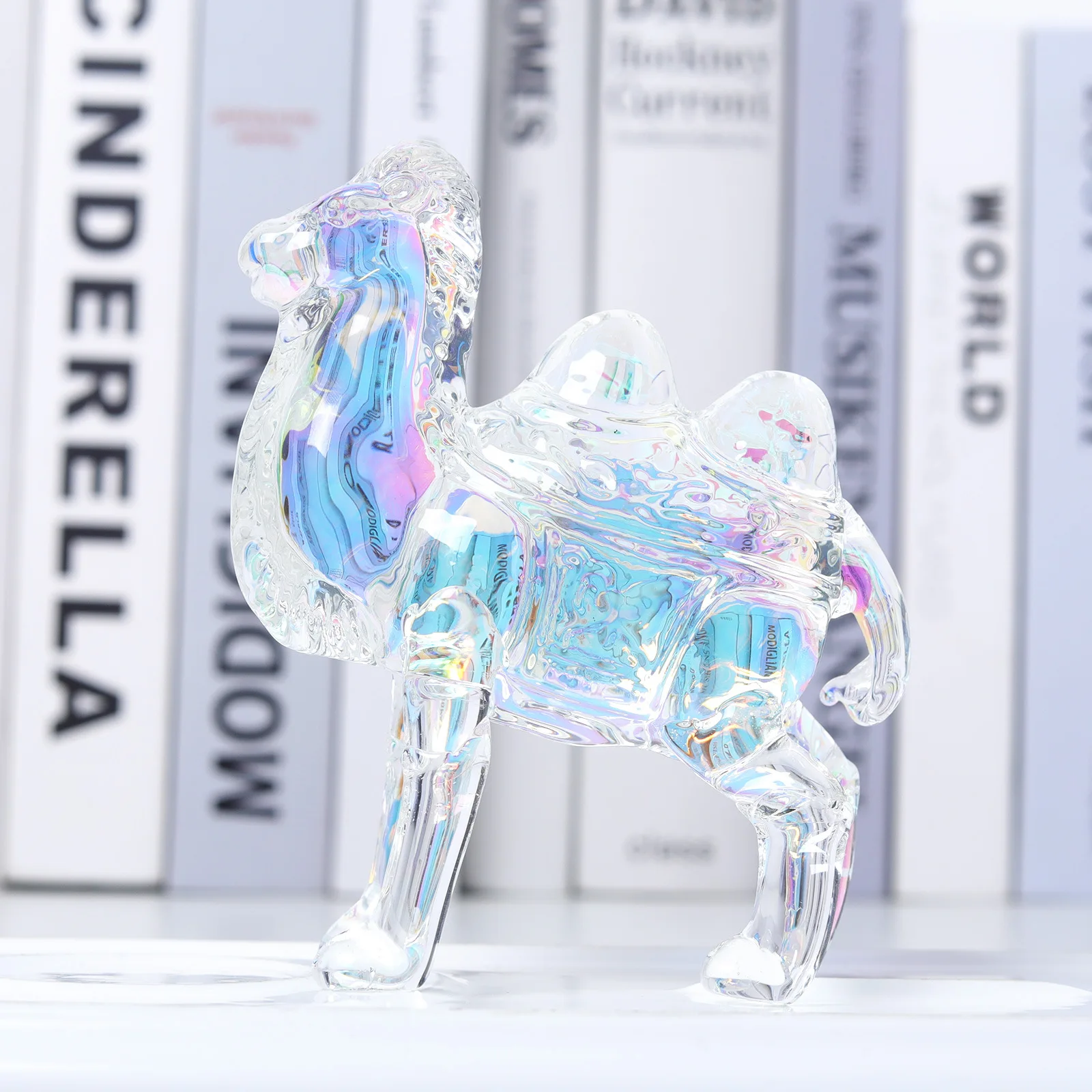 Hand-Carved Crystal Camel Sculpture - Decorative Miniature Pony Statue Healing Stone Figurine for Home Decor