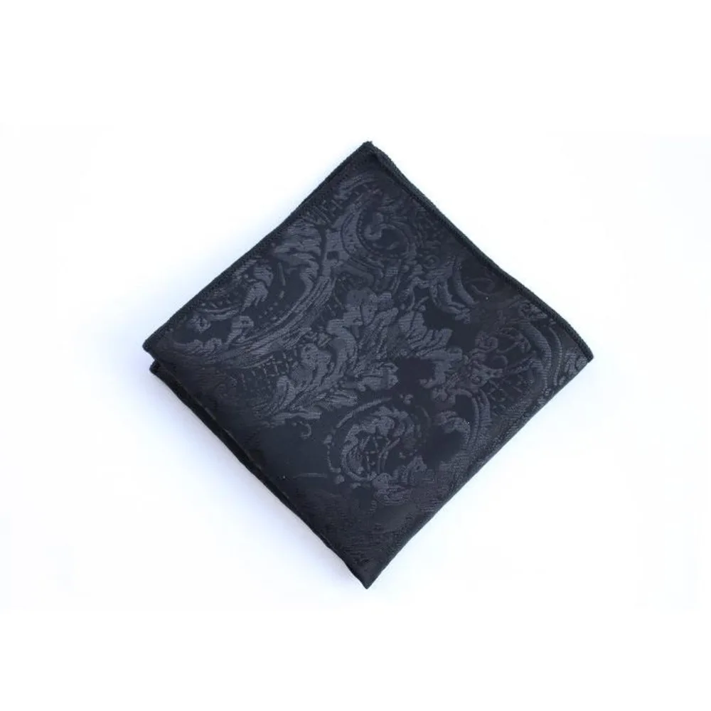 Classic Black Pocket Square Trendy British Style Polyester Paisley Handkerchief Formal Dress Chest Scarf Men's Suit Pocket Towel
