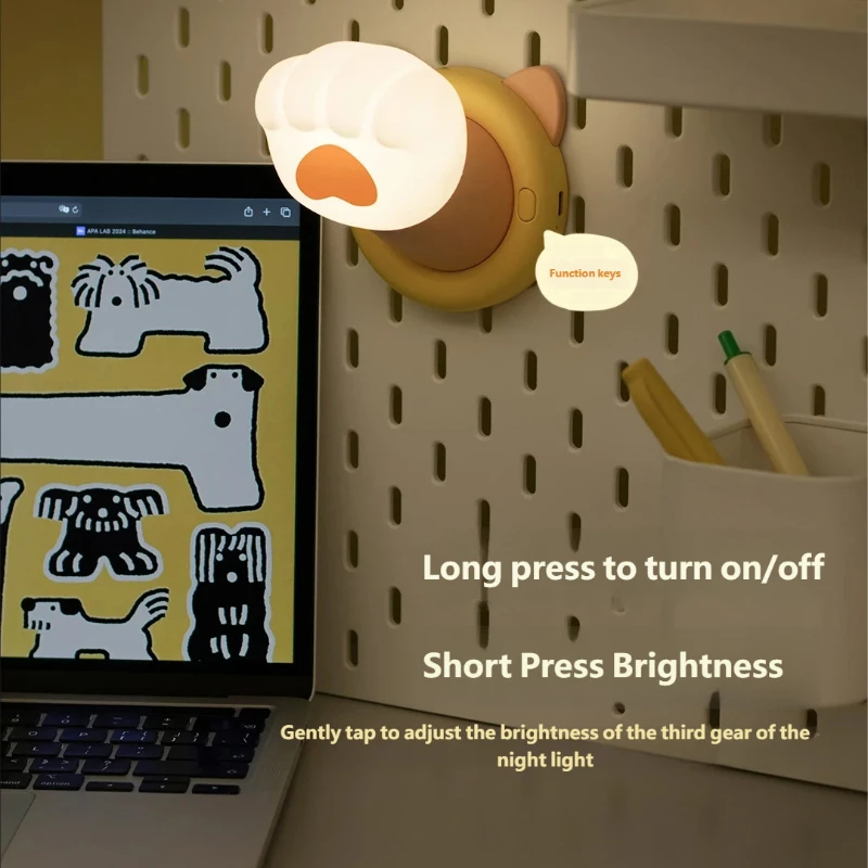 Mini LED night light USB rechargeable cartoon fist silicone touch light,suitable for children's bedroom bedside table decoration