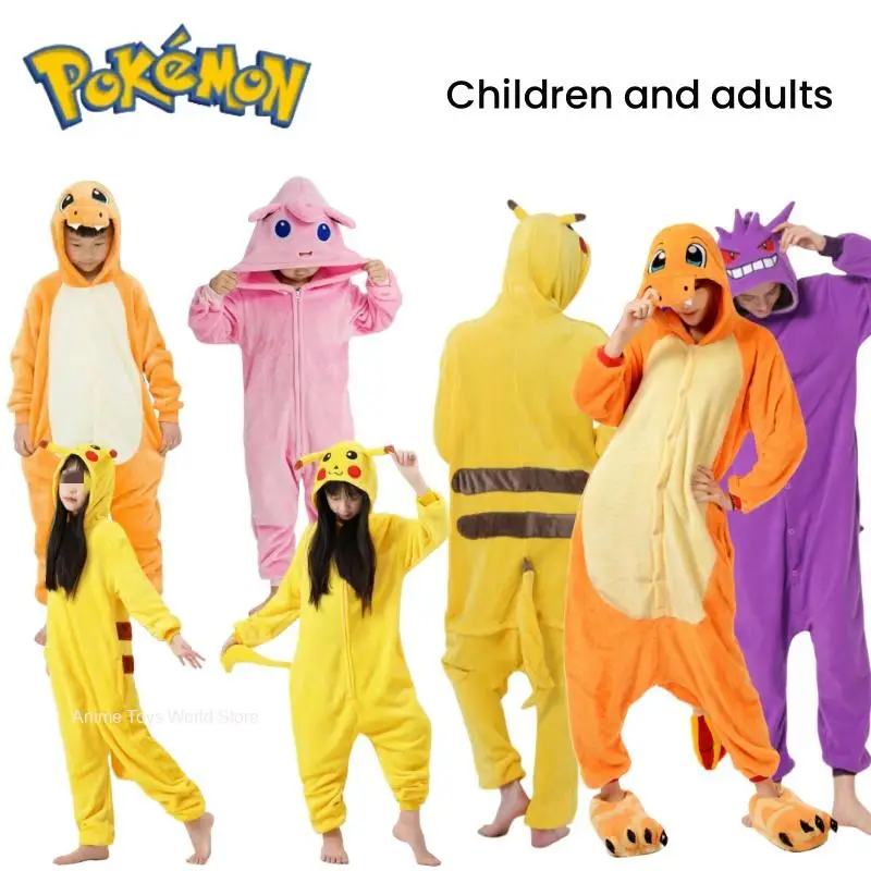 Costume Pokemon Charmander Gengar pour adultes, vêtements pour adolescents, Pika Halloween Cosplay, pyjama complet pour adultes, Anime de noël