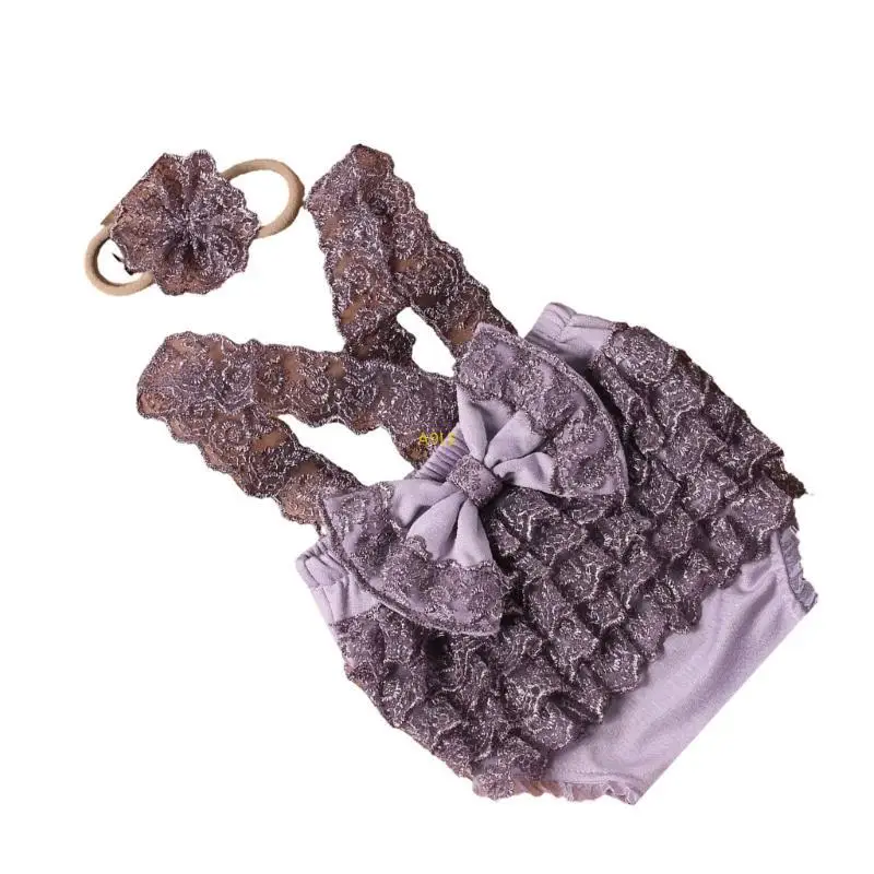 

Baby Photography Props Bowknot Braces Dress Flower Hairband Newborns Photo Props Photoshoot Hairband Infant Photo Outfit