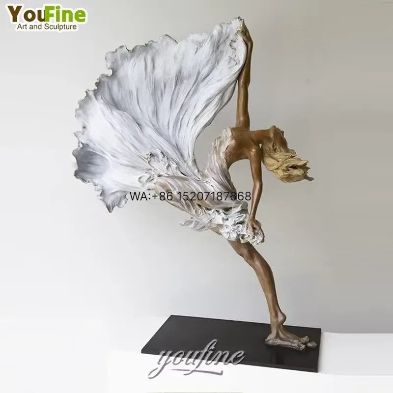 Wmwmnu for YouFine Bronze Female Dancer Sculpture White Dress Statue Outdoor Garden Courtyard Decoration Art for Hotel Villa