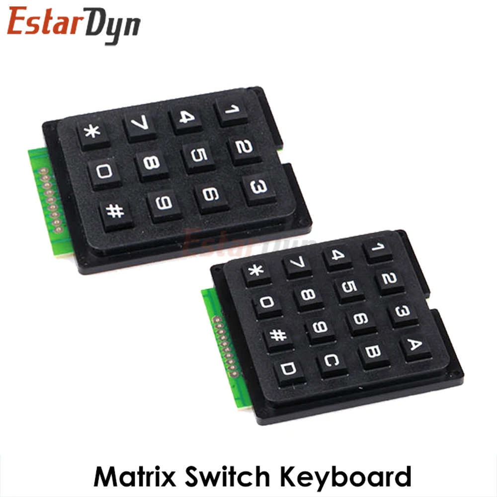 Estardyn 4x4/3x4 Matrix Keypad Module, 16/12 Key with Row-Column Scanning for Microcontroller Control Panel
