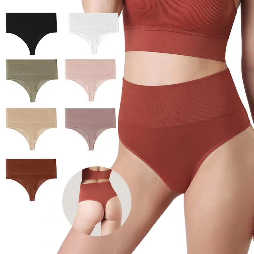 Abdomen Flattening Underpants High Waist Butt-lifted Women's Underpants with Slimming Thread Good Breathability for Females