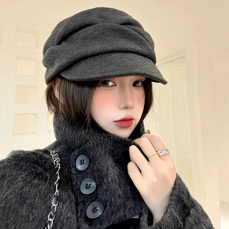 

Japanese Style Vintage Equestrian Beret for Women - Autumn Winter, Face-Slimming, Versatile & Retro Fashion Hat