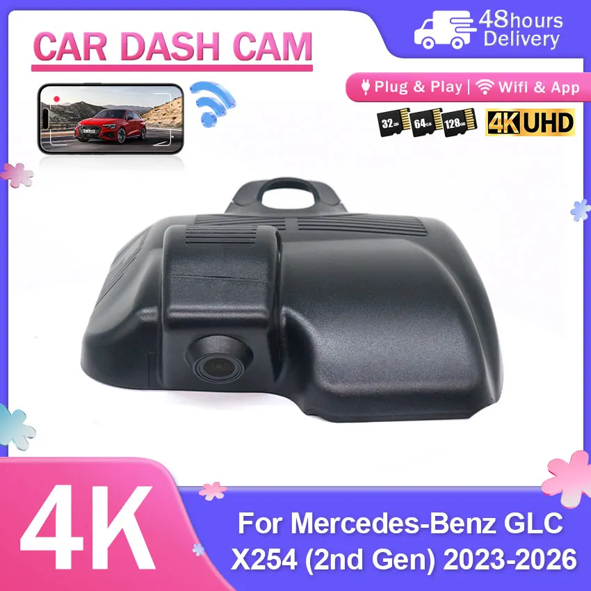 4K Plug and play WIfi Car DVR For Mercedes-Benz GLC X254 (2nd Gen) 2023-2026 Dual Lens With & APP Control 4K Dashcam