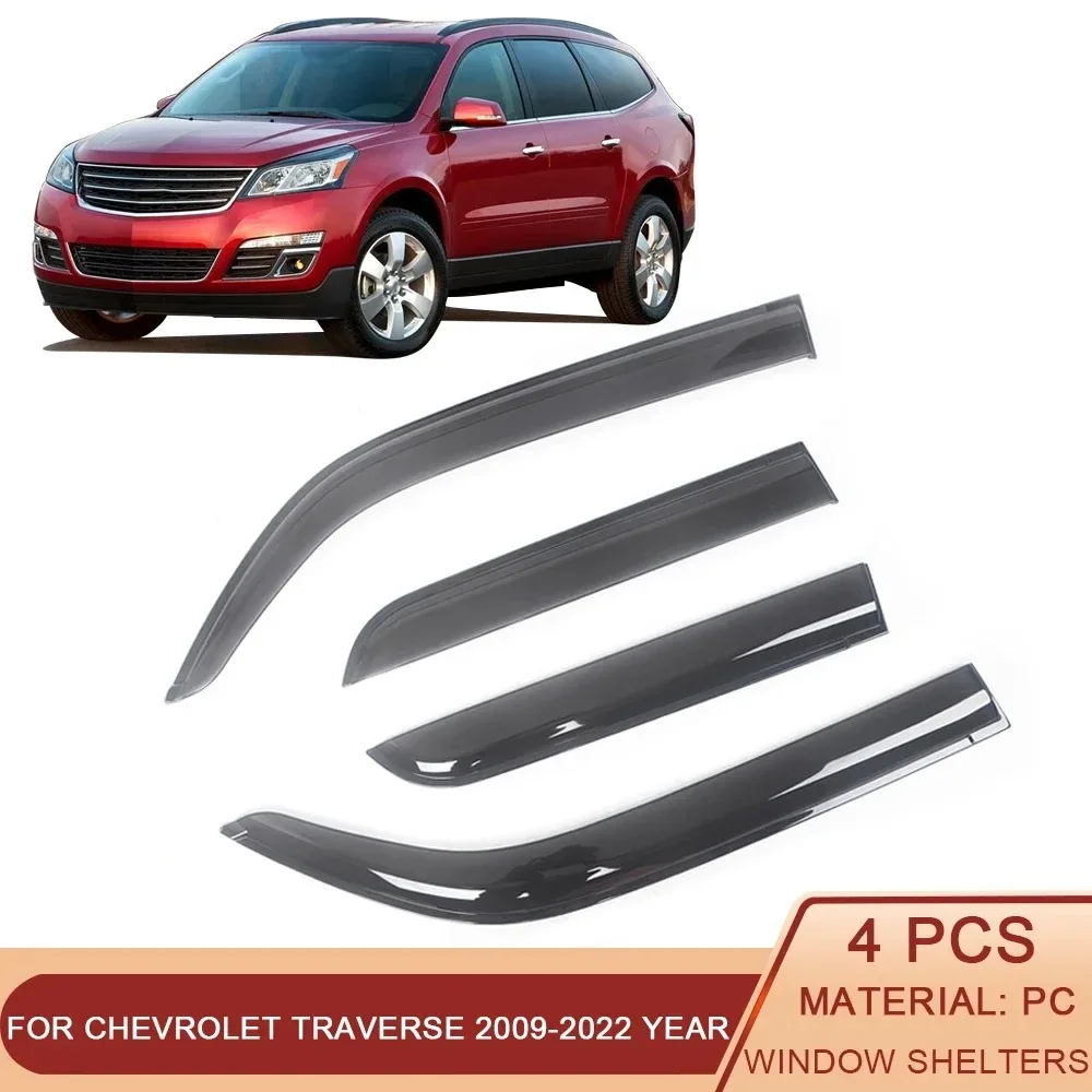 

For Chevrolet Traverse 2009-2023 Auto Black Tinted Car Side Window Visor Guard Vent Awnings Shelters Rain Guard Door Ventvisor