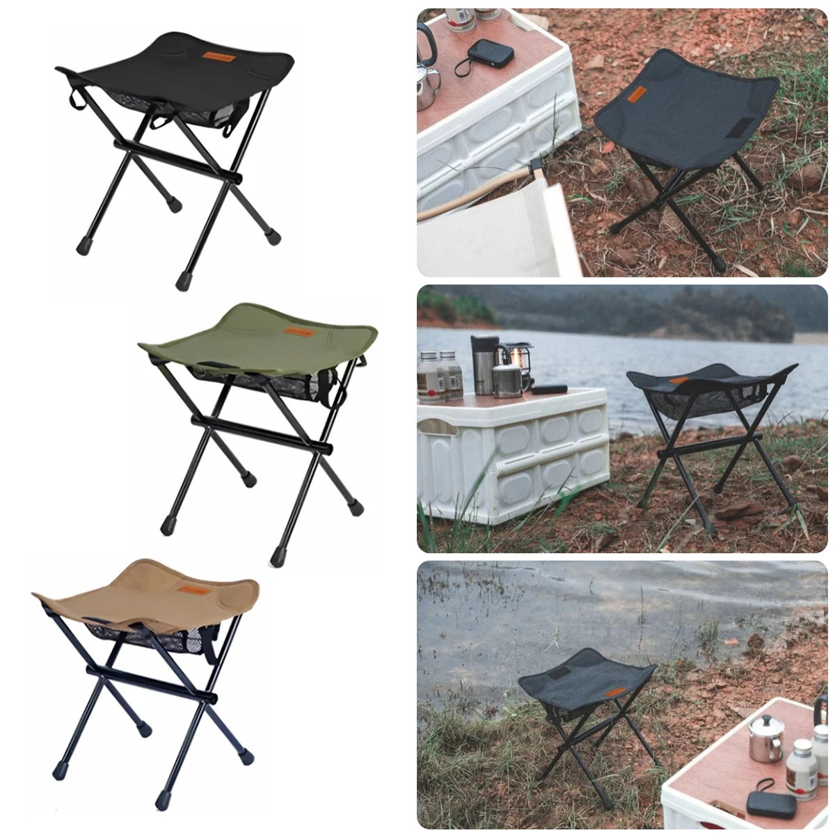 

1Pc Ultralight Outdoor Folding Stool Portable Fishing Camping Chair 600D Oxford Cloth Aluminum Alloy Mini Storage Bench 3 Colors