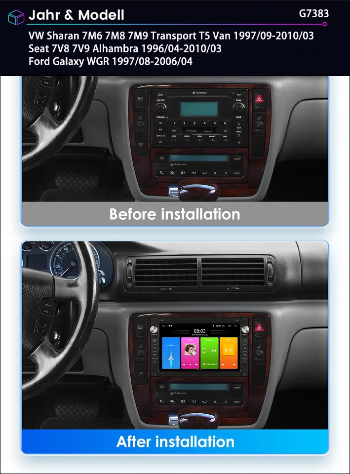 Bluetooth Carpaly GPS Android Auto Car radio Navigation +HD Reverse camera For Ford Galaxy WGR VW Sharan 7M6 Seat 7V8  Alhambra