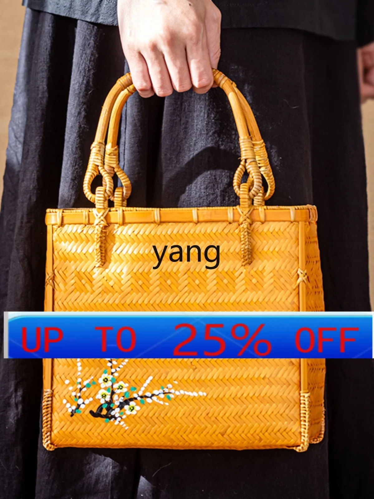 LMMhand-woven women's literary and artistic style retro bamboo woven handbag basket