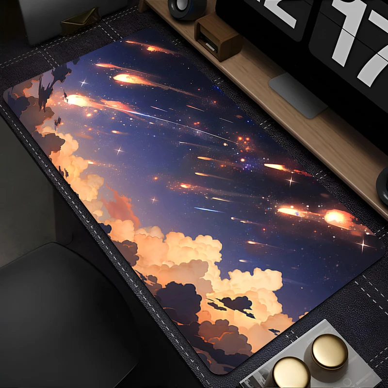 

Коврик для мыши для офиса и игр, с дизайном «Небесные облака», увеличенный, для рабочего стола, аниме-стиль, для геймеров, компьютерные аксессуары, коврик для клавиатуры