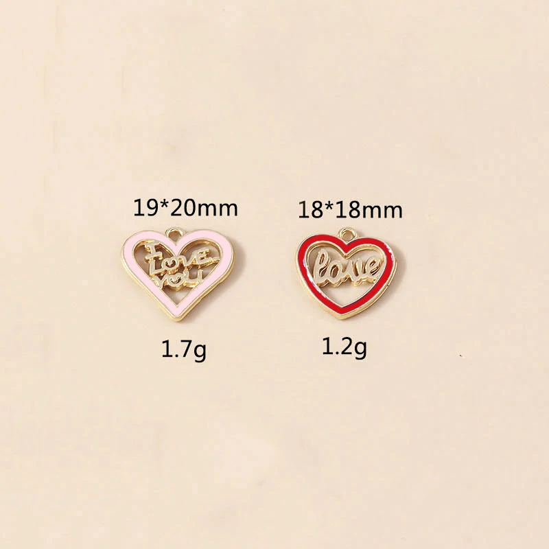 Leslie 10 Stück neue romantische Emaille rotes Herz Charms Valentinstag Schmuck Kuss Mund Herz Rose Anhänger für DIY Schmuckherstellung – Detail 12