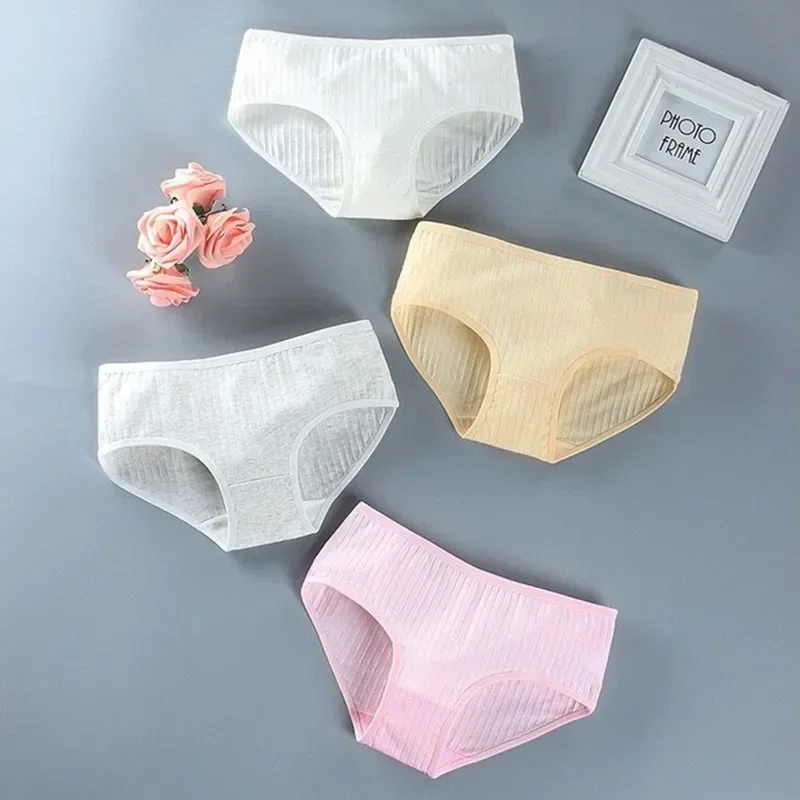 10Pc/Lot Teenager Underwear Cotton Breathable Briefs Pupils Girls Panties 8-14years