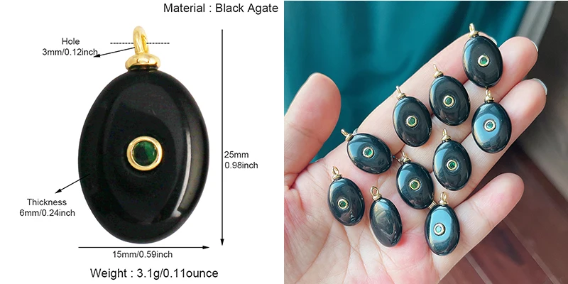Jade Achat Amethyst Amazonit Wasser Gras Lapis Lazuli Charm Anhänger, 18K echt vergoldet Schmuck für Halskette Handwerk Herstellung S79 – Detail 20