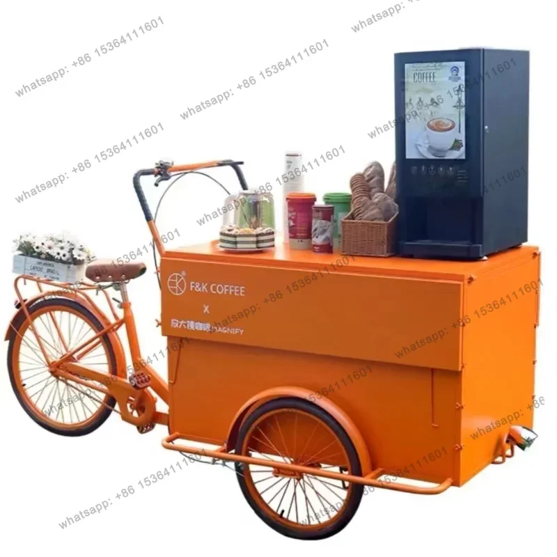56*Reverse donkey stall push coffee cart wrought iron movable riding creative tricycle