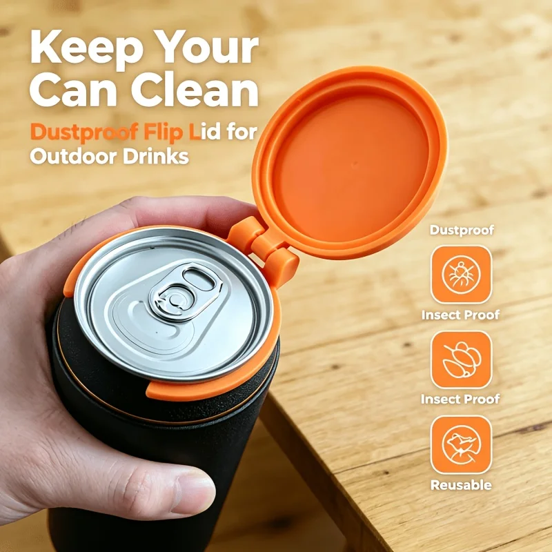 New Can Protective Cover – Open & close, clip on can mouth. Keeps ants & flies out, reduces spills when riding.