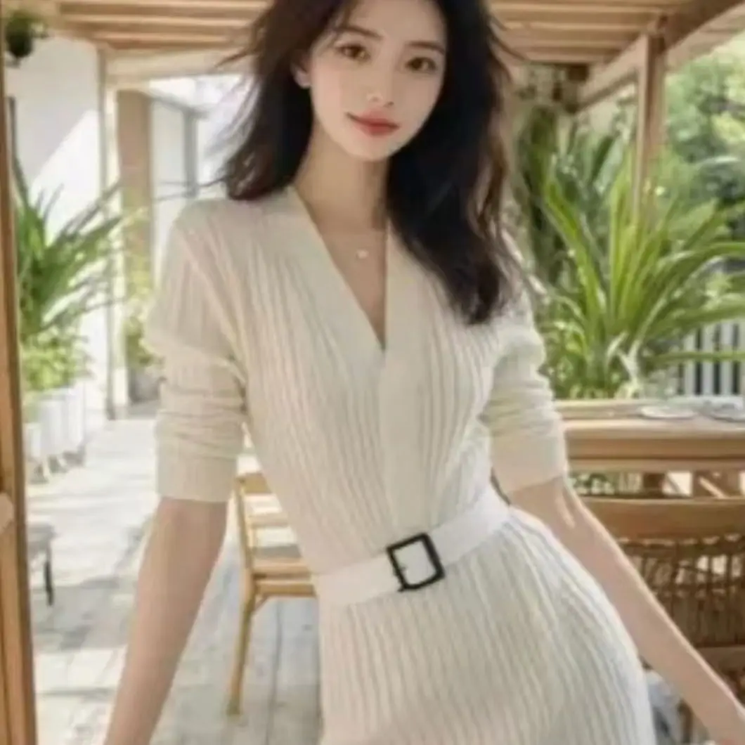 

Knee Length Pullovers For Woman Collar Sweaters Jumpers Women Natural Illusion-Two-Pieces Baggy Party Youth Preppy Spice Block